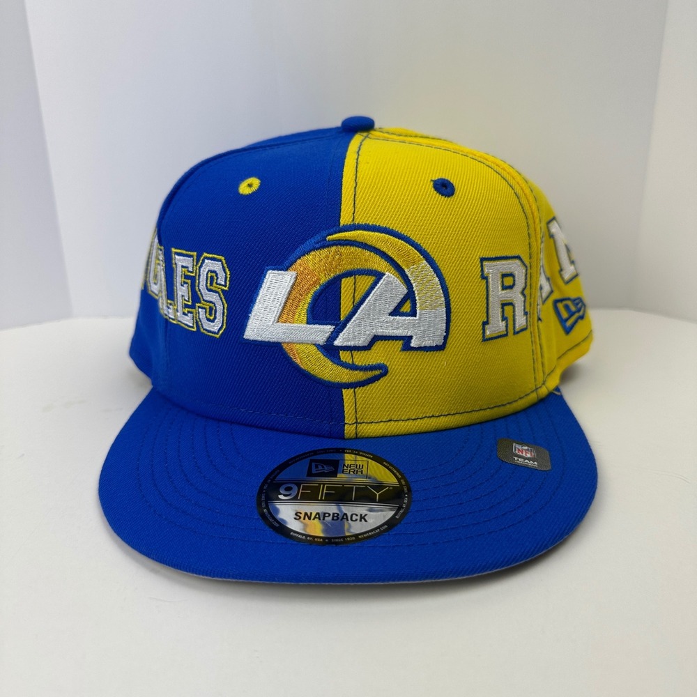 New Era Los Angeles Rams 9FIFTY Snapback Hat Blue Yellow Split Team Color Cap